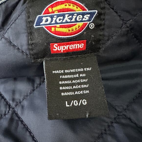 Supreme x Dickies Quilted Denim Work Jacket Mens Large Blue Long Sleeve Full Zip - Picture 8 of 12